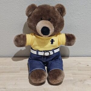Dakin Vintage 1984 Bear Plush Stuffed Animal Toy Blue Jean Yellow Shirt